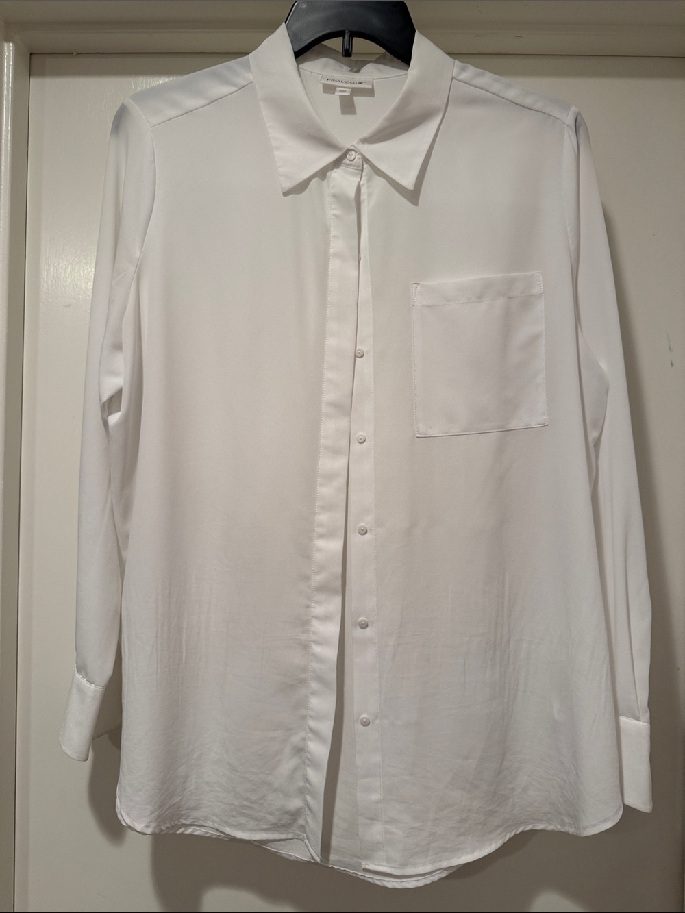 Prologue White Long-Sleeve Button Front Blouse